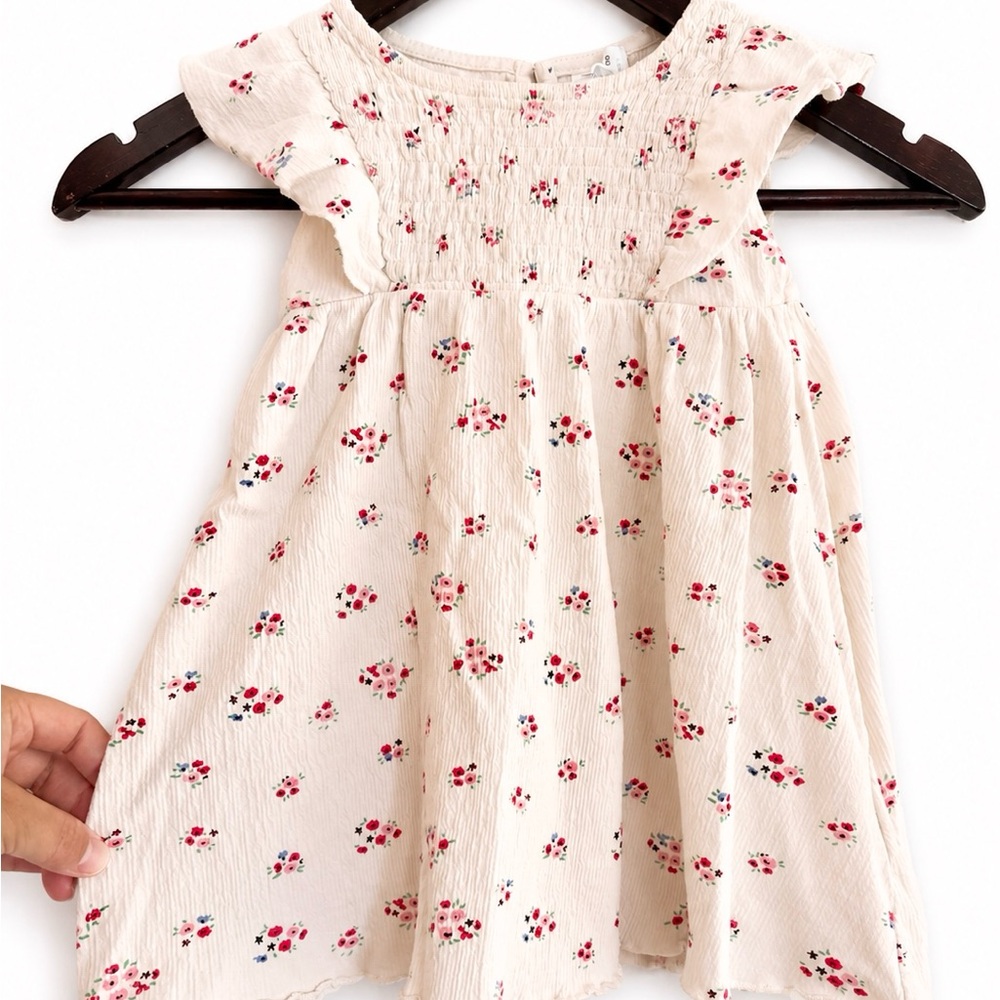 Zara Cream Dress with Pink Floral Print